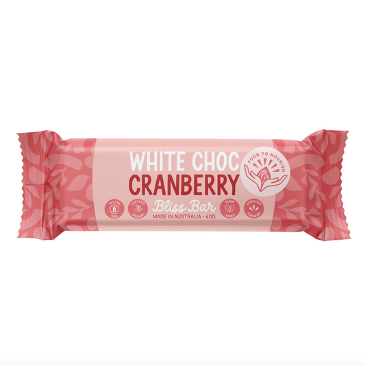 Food To Nourish Bliss Bar 40g Or Box of 12, White Choc Cranberry