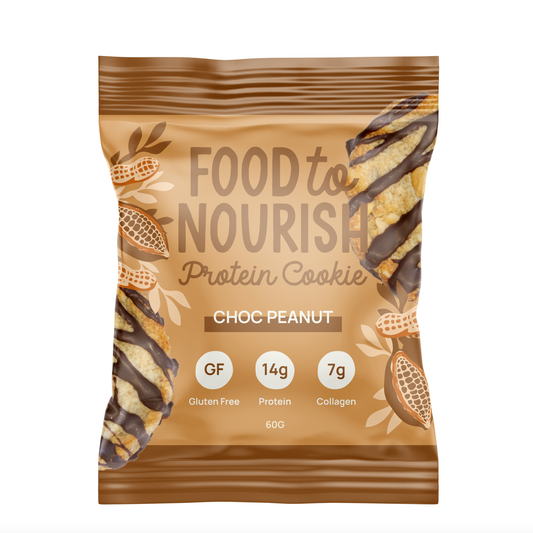 Food To Nourish Protein Cookie 60g Or Box of 12, Choc Peanut