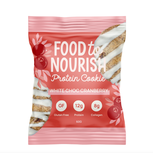 Food To Nourish Protein Cookie 60g Or Box of 12, White Choc Cranberry