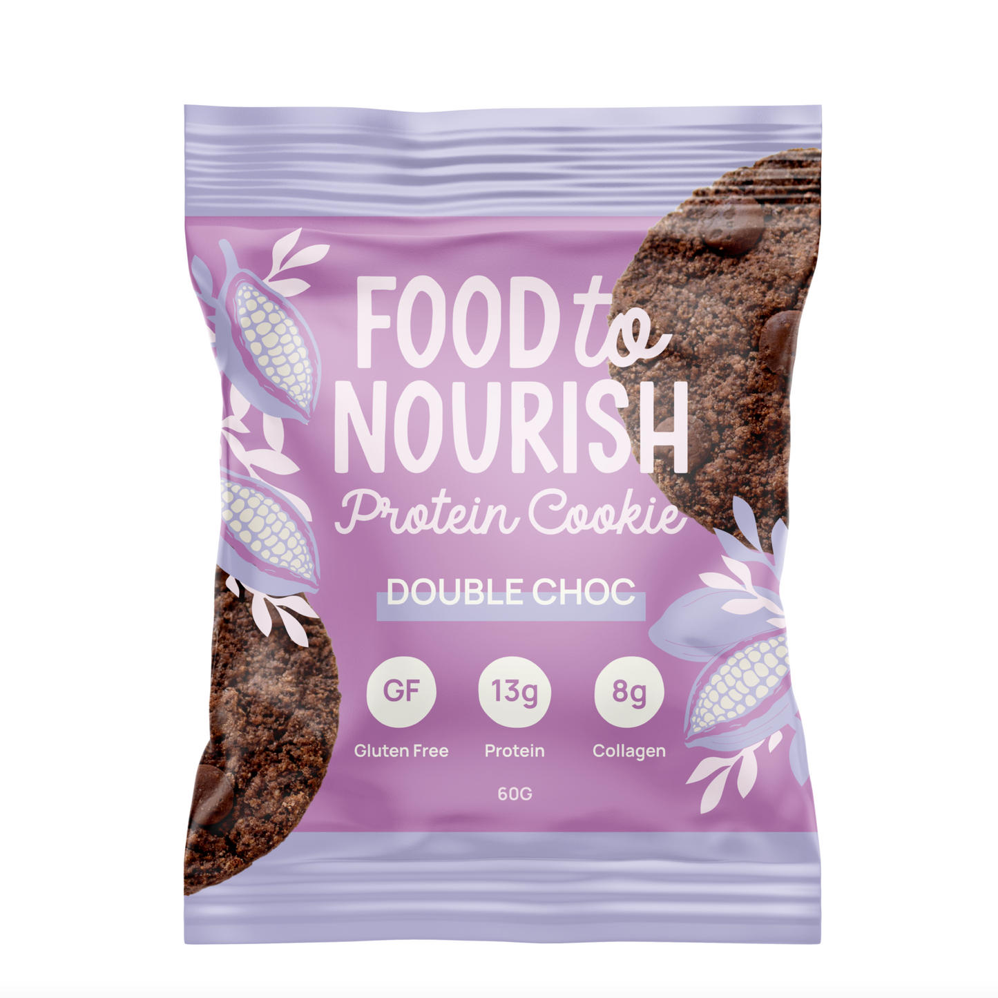 Food To Nourish Protein Cookie 60g Or Box of 12, Double Choc