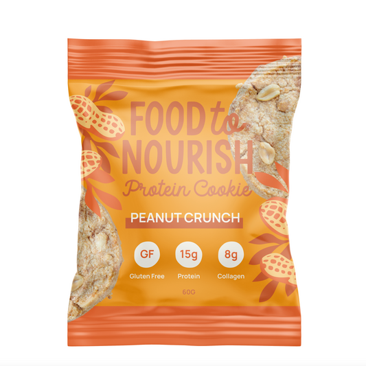 Food To Nourish Protein Cookie 60g Or Box of 12, Peanut Crunch