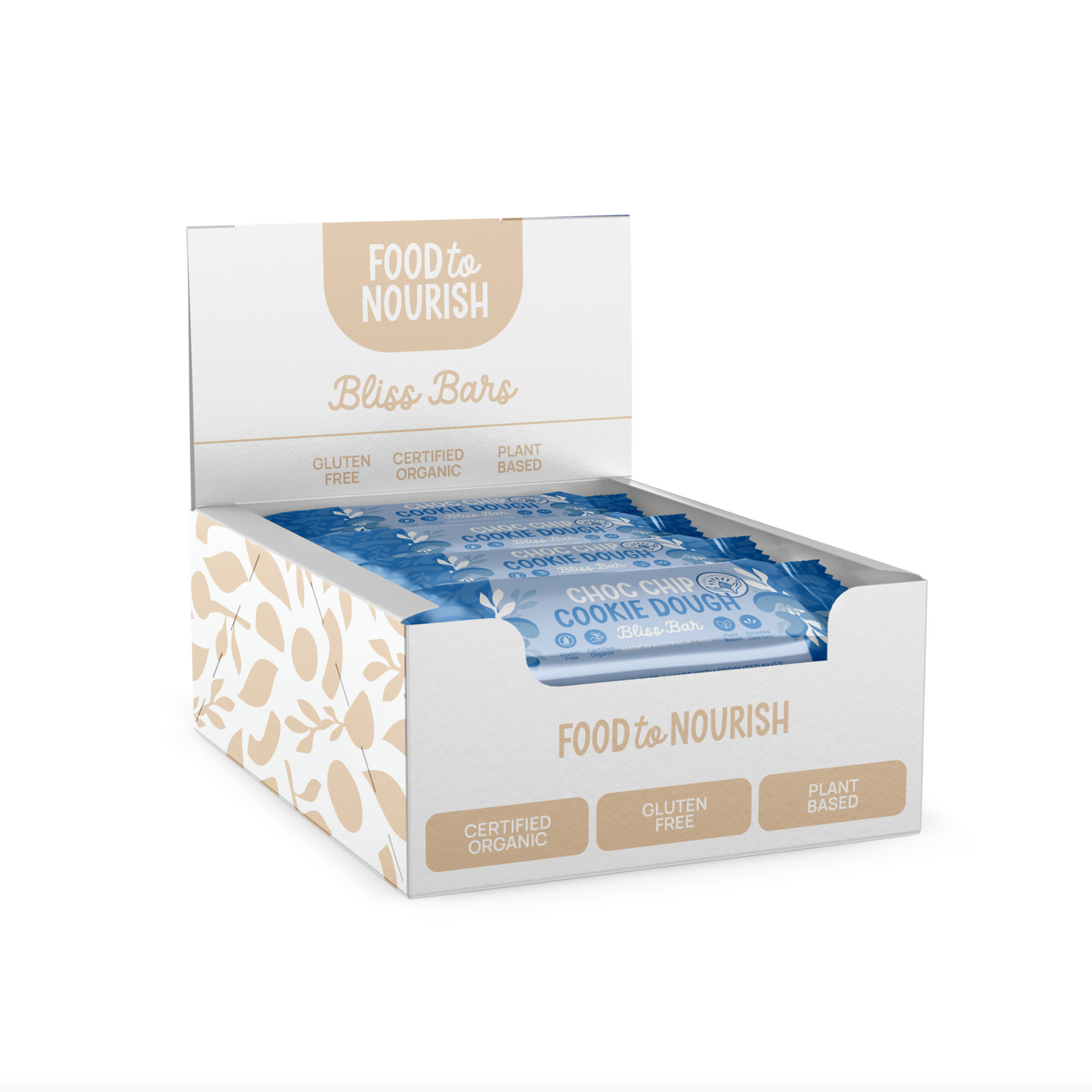Food To Nourish Bliss Bar 40g Or Box of 12, Choc Chip Cookie Dough