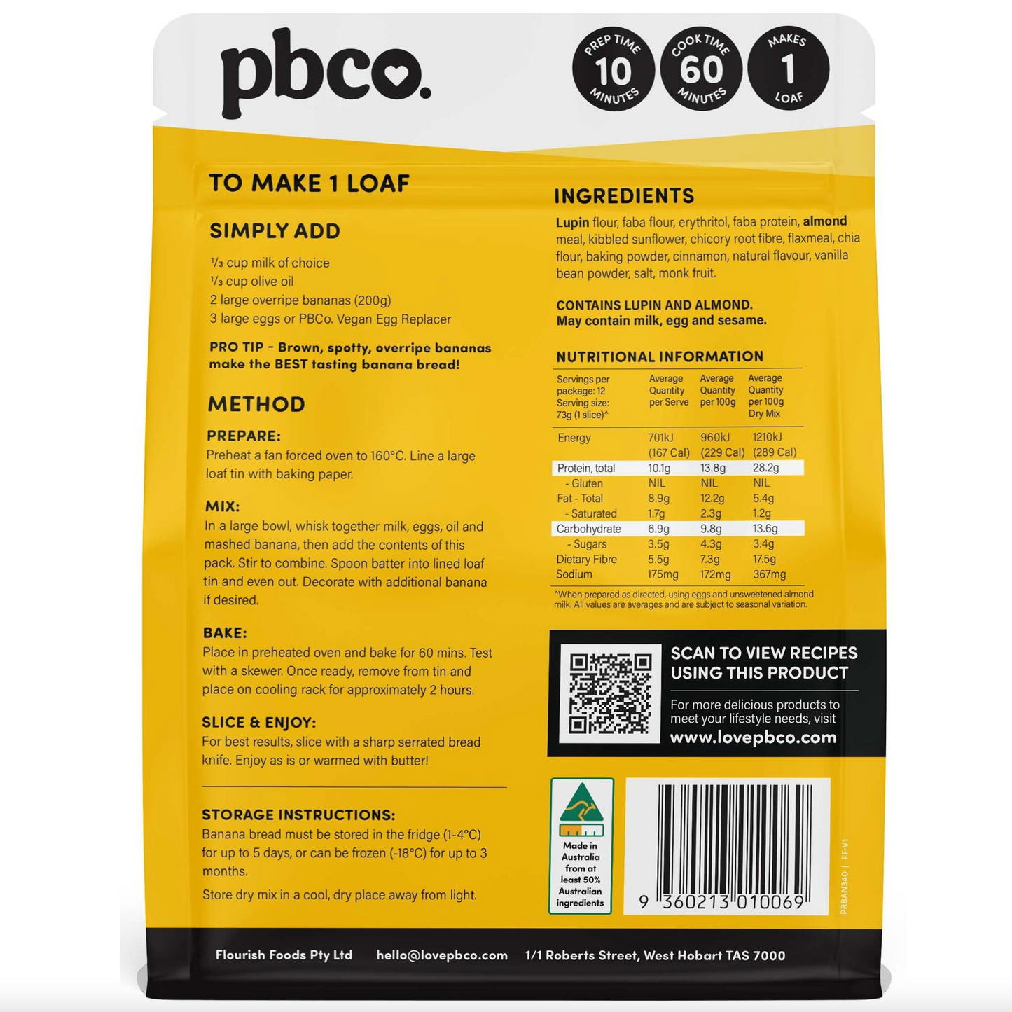 PBCo Protein Plus Mix 340g, Banana Bread Mix