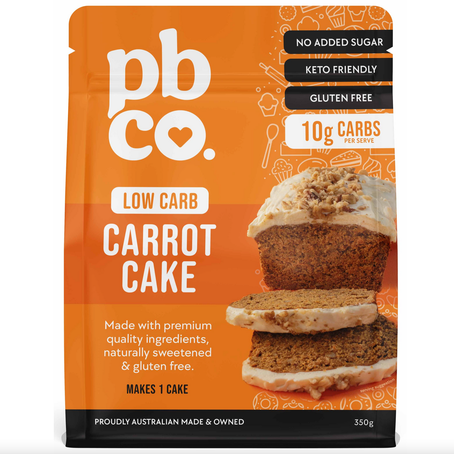 PBCo Low Carb Mix 350g, Carrot Cake Mix