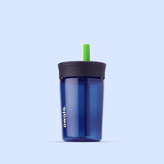 Owala Kid's Tumbler 15oz, Spill Resistant & Easy To Clean, Home Base (Navy Blue)