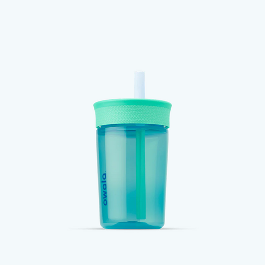 Owala Kid's Tumbler 15oz, Spill Resistant & Easy To Clean, Blue Lagoon (Teal)