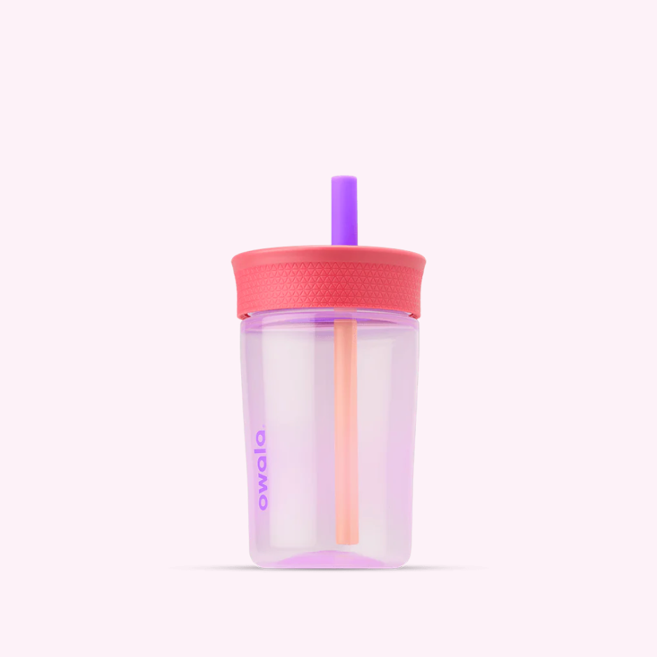 Owala Kid's Tumbler 15oz, Spill Resistant & Easy To Clean, Lilac Rocket