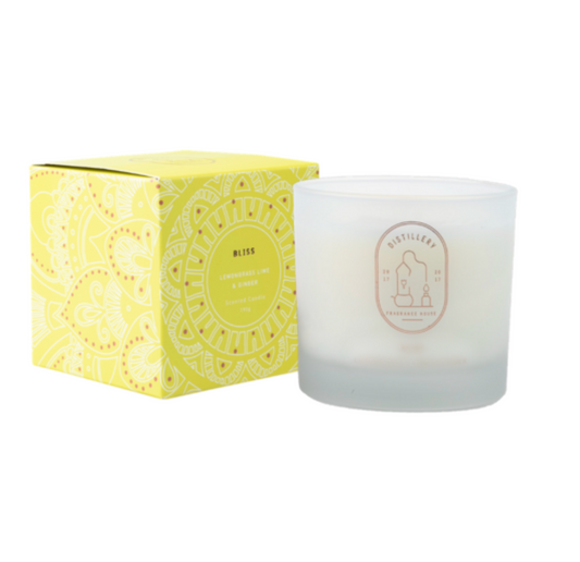 Distillery Fragrance House Triple Scented Soy Candle 190g, BLISS; Lemongrass, Lime & Ginger