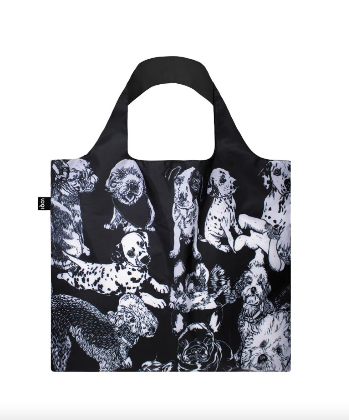 Borsa LOQI Red Poppy Bee - Tema Cani Nero 50x42 Cm In Poliestere Riciclato - 6