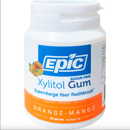 Epic Xylitol Chewing Gum 50 Pack, Orange - Mango Flavour