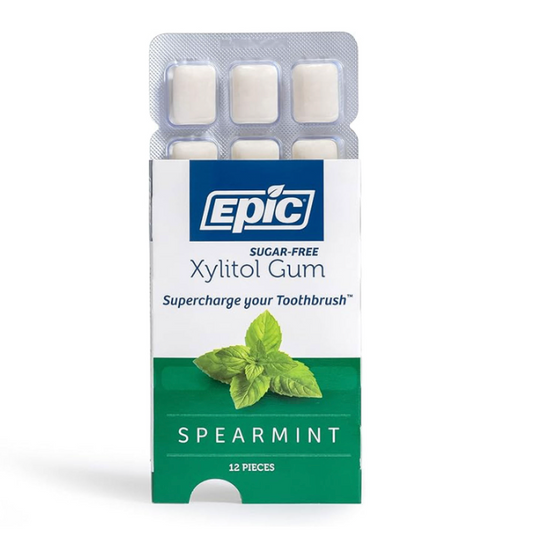 Epic Xylitol Chewing Gum Single (12pcs) Or Box of 12, Spearmint Flavour