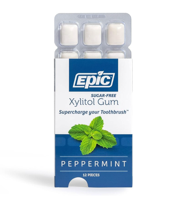 Epic Xylitol Chewing Gum Single (12pcs) Or Box of 12, Peppermint Flavour