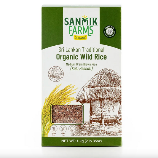 Sanmik Farms Organic Wild Rice 1kg, Medium Grain Brown Kalu Heenati