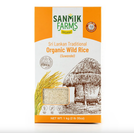 Sanmik Farms Organic Wild Rice 1kg, Medium Grain Brown Suwandel