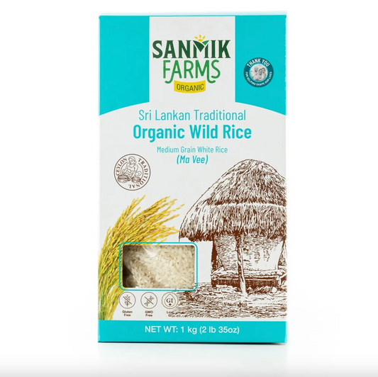 Sanmik Farms Organic Wild Rice 1kg, Medium Grain Brown Ma Vee