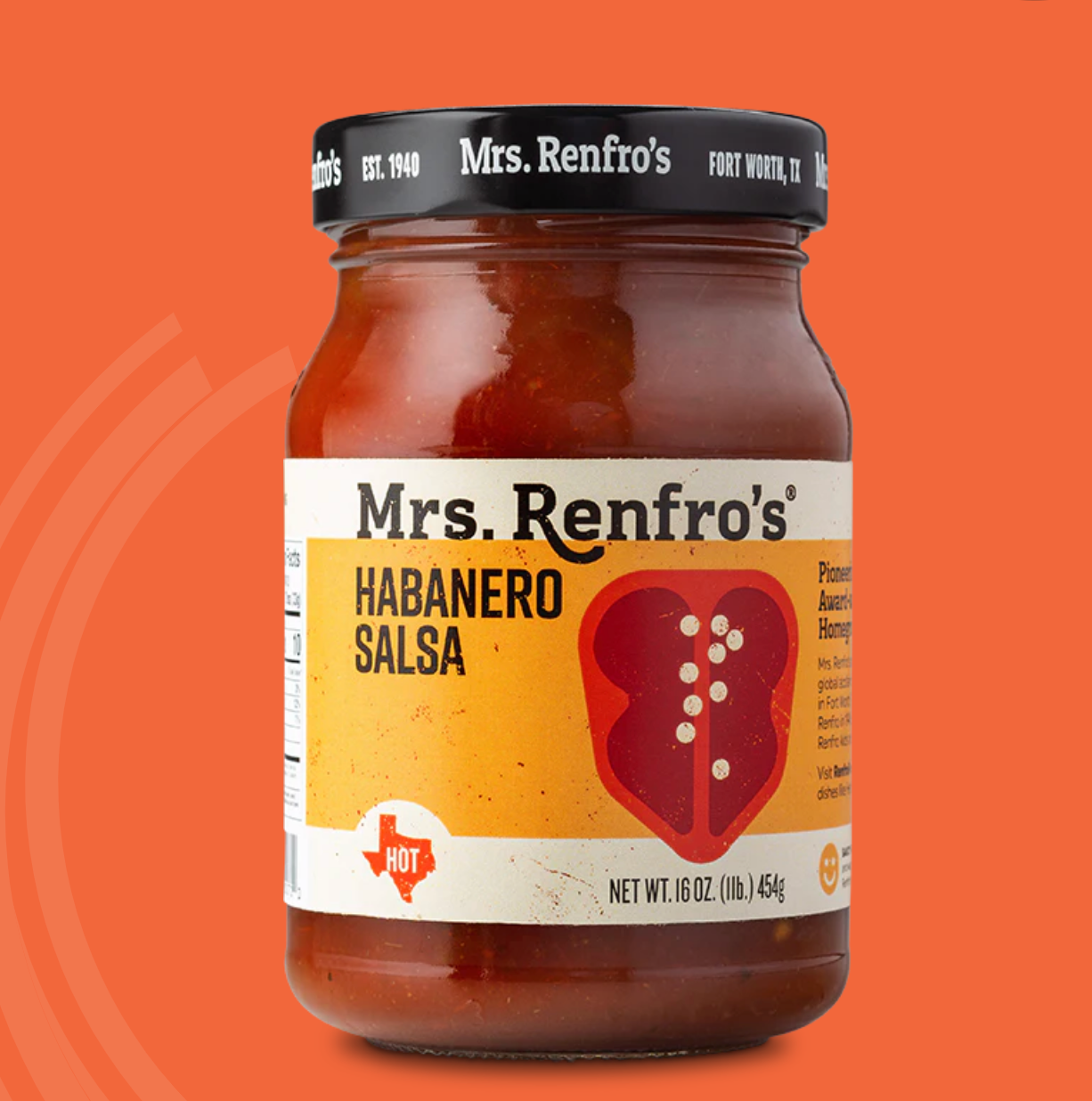 Mrs. Renfro's Hot Habanero Salsa 454g, Gluten Free Straight From Texas