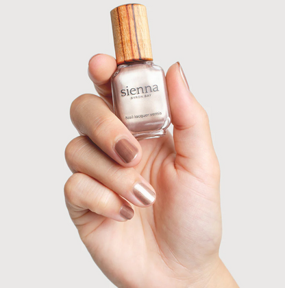 Sienna Byron Bay Nail Polish 10ml, Gaia {Rose Brown W Silver Satin}