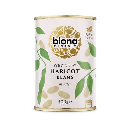 Biona Organic Haricot Beans In Water 400g, Rich In Dietary Fibre