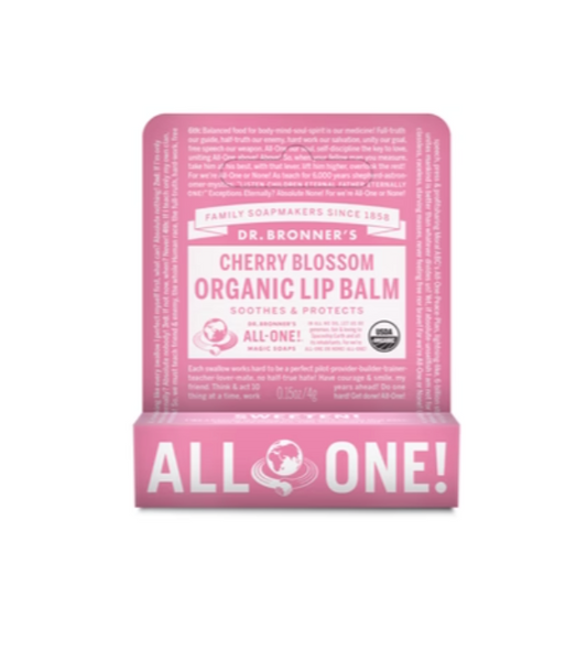 Dr Bronner's Organic Lip Balm 4g, Cherry Blossom Flavour Moisturise & Protect
