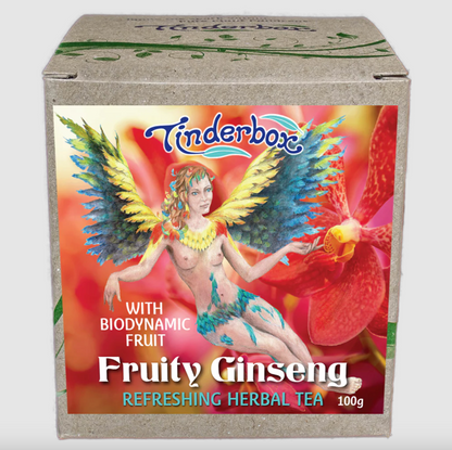 Tinderbox Fruity Ginseng Herbal Tea 100g, With Biodynamic Fruit