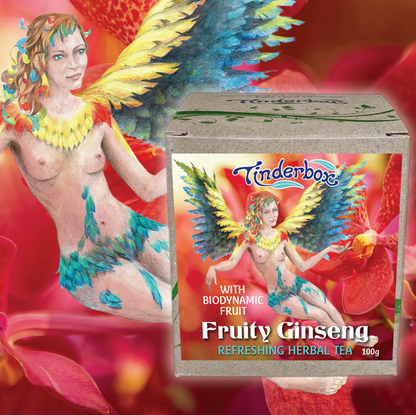 Tinderbox Fruity Ginseng Herbal Tea 100g, With Biodynamic Fruit