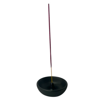 Tulsi Ceramic Round Incense Holder 8.5cm, Black