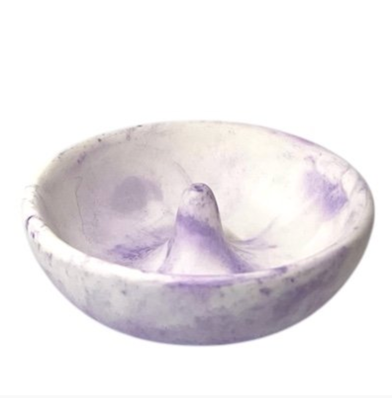 Tulsi Ceramic Marble Effect Round Incense Holder 8.5cm, Blue Or Purple