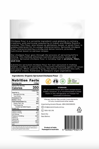 Ancient Rituals Sprouted Chickpea Flour 500g, 100% Organic