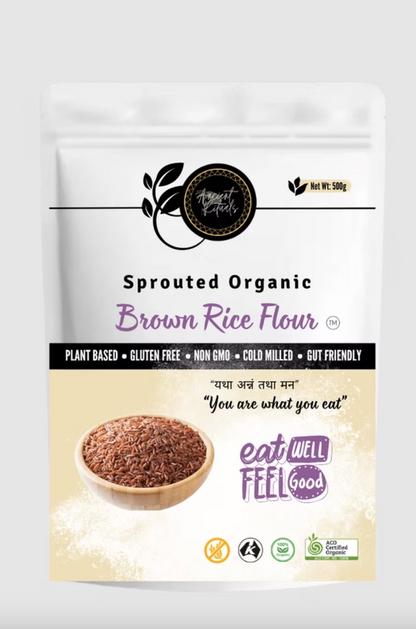 Ancient Rituals Sprouted Brown Rice Flour 500g, 100% Certified Organic