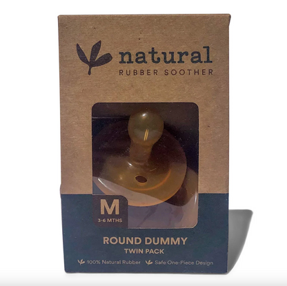 Natural Rubber Soother Round Dummy Twin Pack, Small, Medium Or Large Size