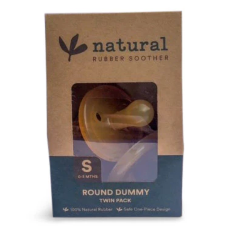 Natural Rubber Soother Round Dummy Twin Pack, Small, Medium Or Large Size
