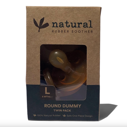 Natural Rubber Soother Round Dummy Twin Pack, Small, Medium Or Large Size