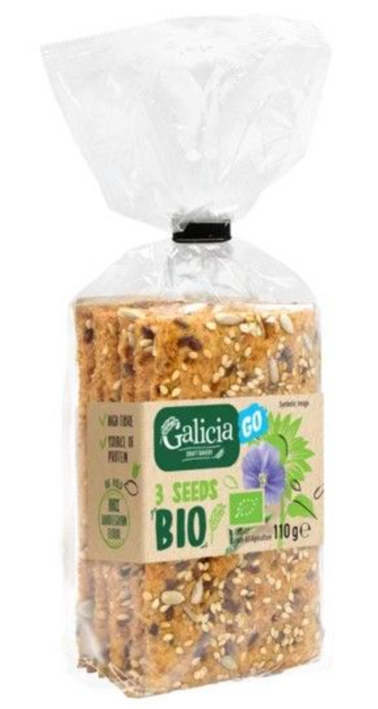 Galicia Craft Bakery 3 Seeds Wholegrain Crispbread 110g, High Fibre & Low Sugar
