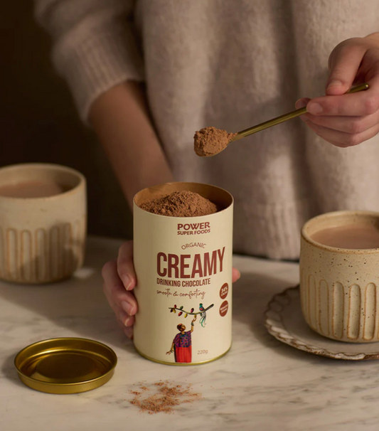 Power Super Foods Organic Creamy Drinking Chocolate 220g, Smooth & Comforting