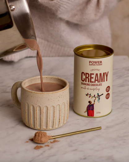 Power Super Foods Organic Creamy Drinking Chocolate 220g, Smooth & Comforting