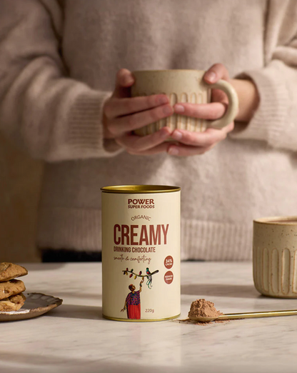 Power Super Foods Organic Creamy Drinking Chocolate 220g, Smooth & Comforting
