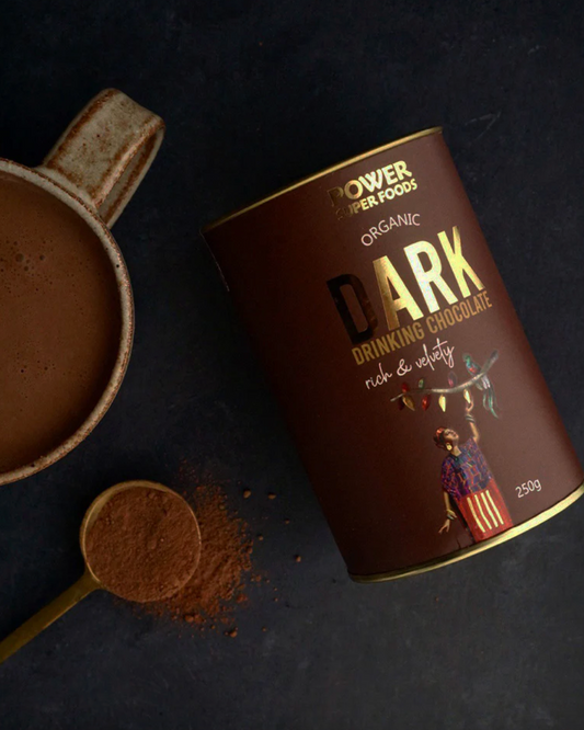 Power Super Foods Organic Dark Drinking Chocolate 250g, Rich & Velvety