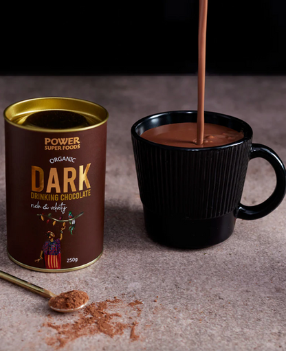 Power Super Foods Organic Dark Drinking Chocolate 250g, Rich & Velvety