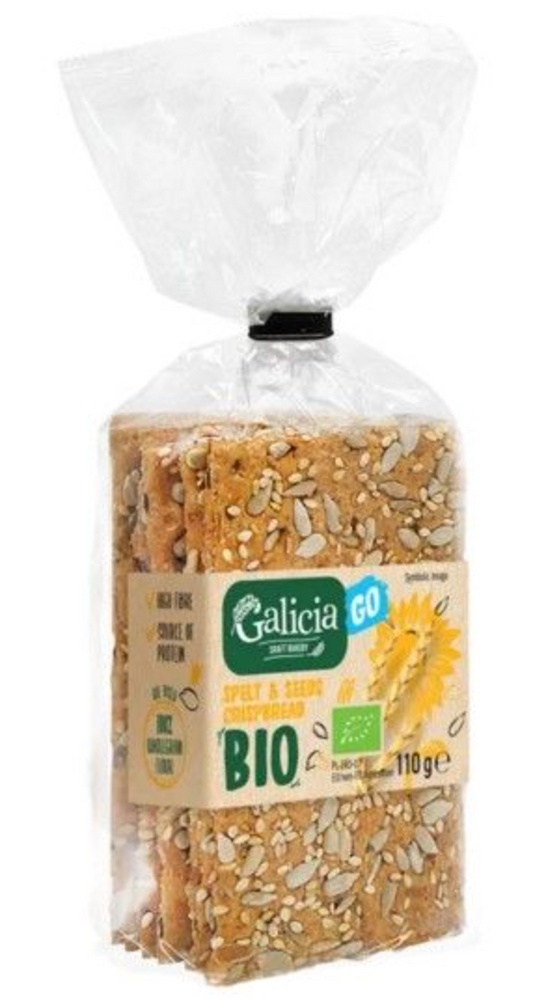 Galicia Craft Bakery Spelt & Seeds Wholegrain Crispbread 110g, High Fibre & Low Sugar