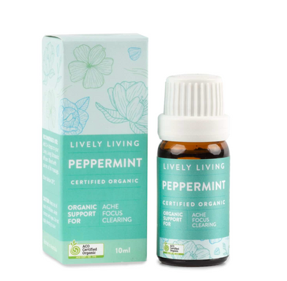 Lively Living Certified Organic Peppermint Essential Oil 10mL, Focus & Clearing
