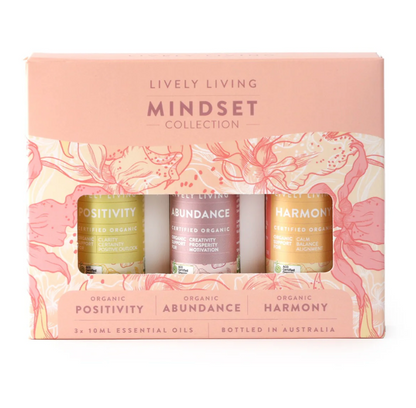 Lively Living Certified Organic MINDSET Essentials Trio Collection {3x10mL}, With Positivity, Abundance & Harmony
