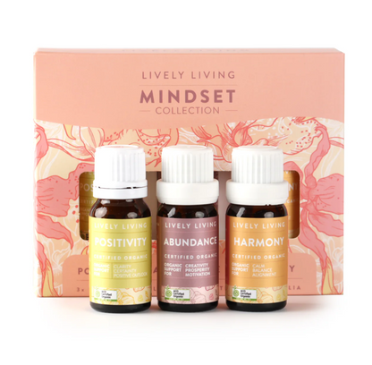 Lively Living Certified Organic MINDSET Essentials Trio Collection {3x10mL}, With Positivity, Abundance & Harmony