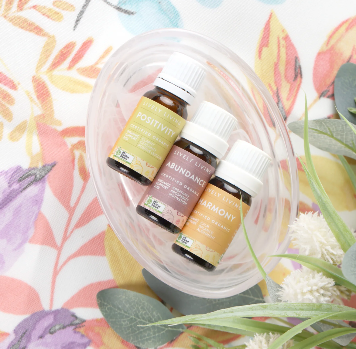 Lively Living Certified Organic MINDSET Essentials Trio Collection {3x10mL}, With Positivity, Abundance & Harmony