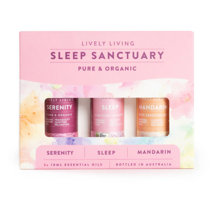 Lively Living Certified Organic SLEEP SANCTURY Essentials Trio Collection {3x10mL}, With Serenity, Sleep & Mandarin
