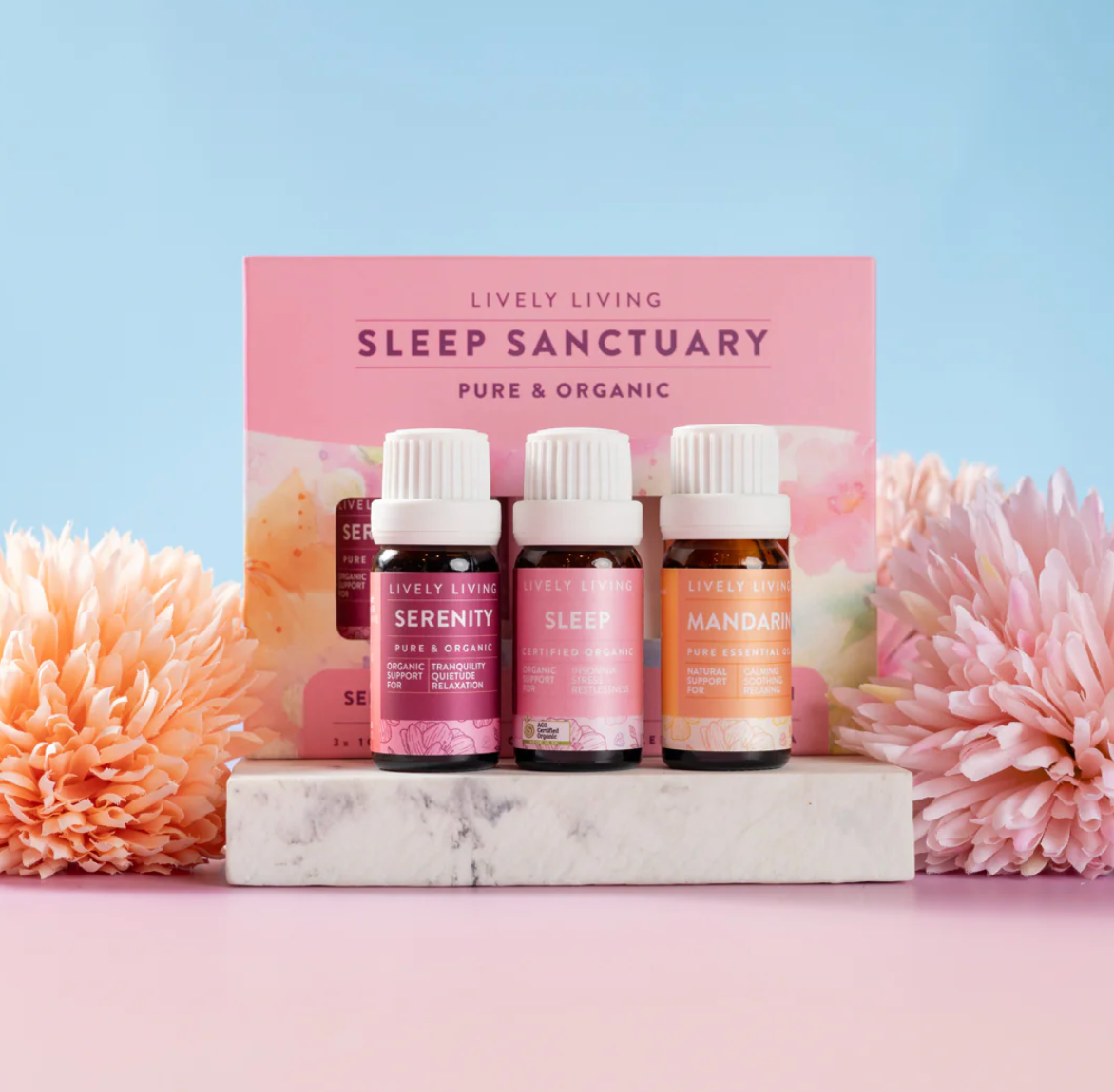 Lively Living Certified Organic SLEEP SANCTURY Essentials Trio Collection {3x10mL}, With Serenity, Sleep & Mandarin