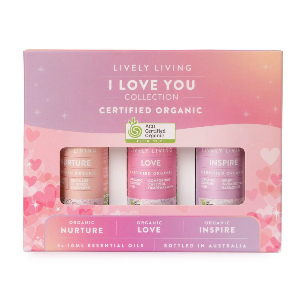 Lively Living Certified Organic I LOVE YOU Essentials Trio Collection {3x10mL}, With Nurture, Love & Inspire