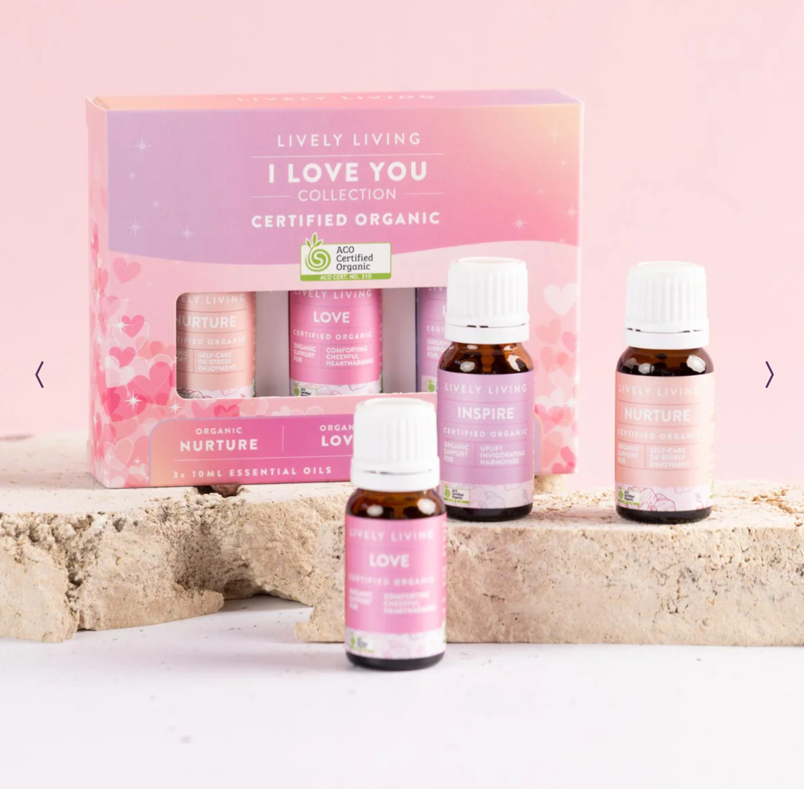 Lively Living Certified Organic I LOVE YOU Essentials Trio Collection {3x10mL}, With Nurture, Love & Inspire