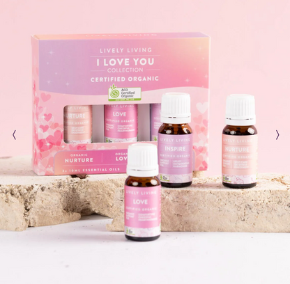 Lively Living Certified Organic I LOVE YOU Essentials Trio Collection {3x10mL}, With Nurture, Love & Inspire