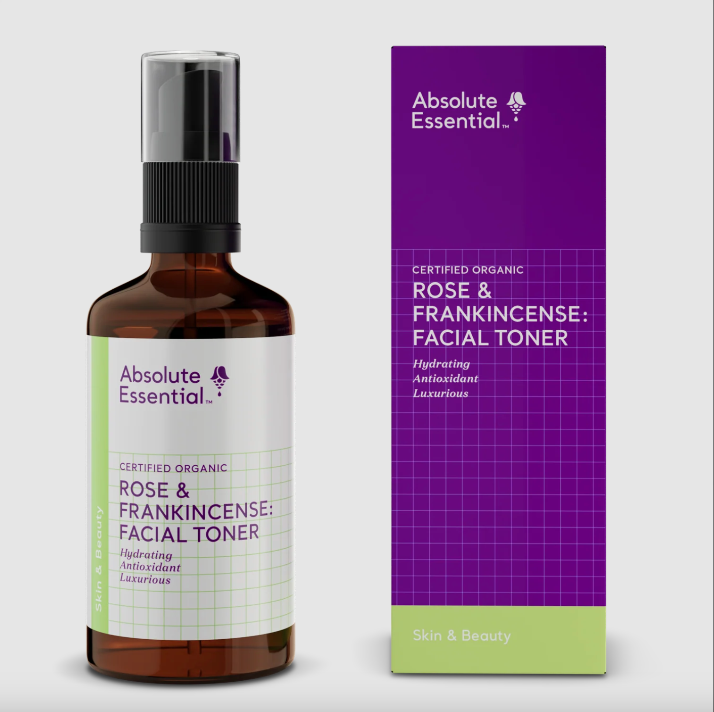 Absolute Essential Certified Organic Rose & Frankincense Facial Toner 100mL, Hydrates & Repairs Skin