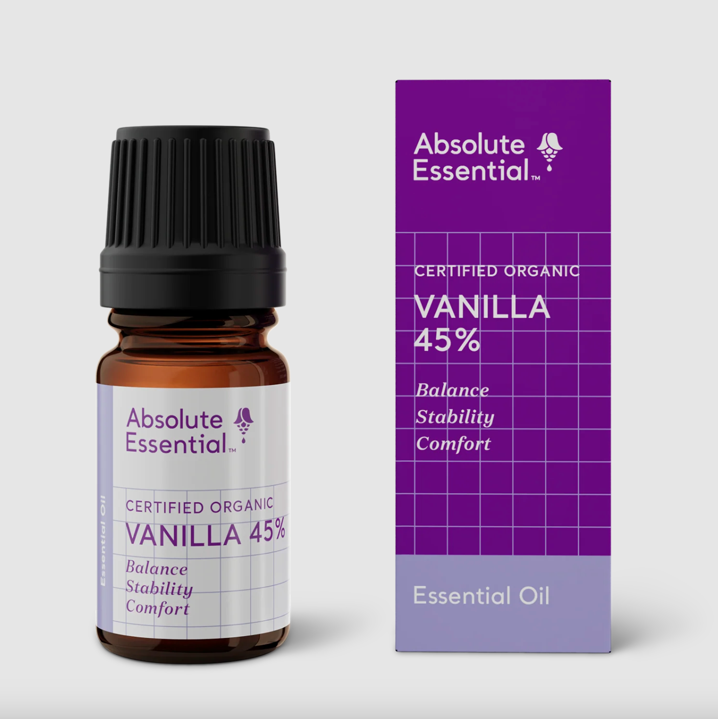 Absolute Essential Certified Organic Vanilla 45% Essential Oil 5mL, Promotes Balance & Comfort